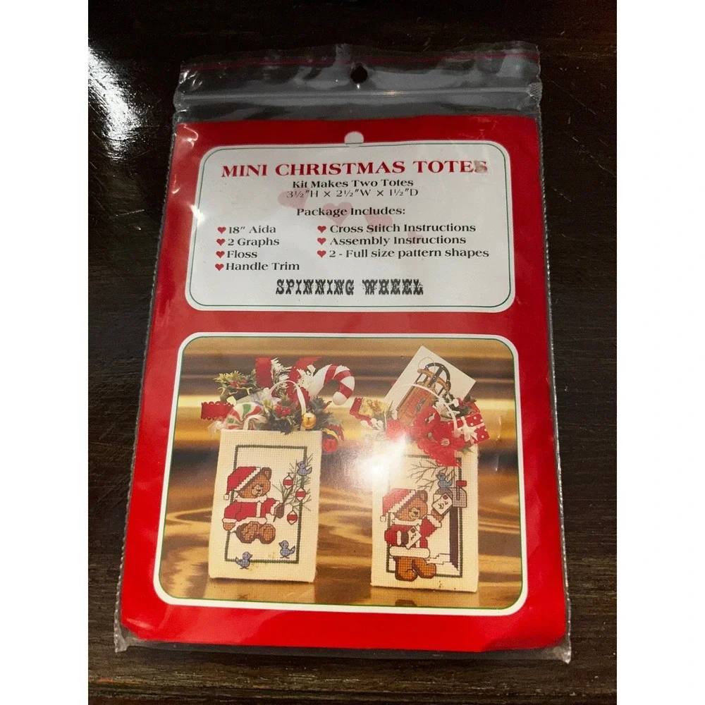 Spinning Wheel Mini Christmas Totes Cross Stitch Kit Makes Two New Holiday Craft